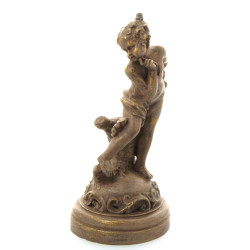 Pied de lampe en résine patiné "Fillette