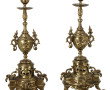 Paire de bougeoirs anciens en laiton, H 