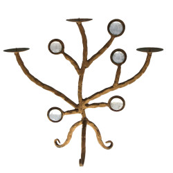 Candélabre design en métal martelé doré 