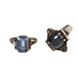 Lot de 2 bagues ART DECO en argent, sert