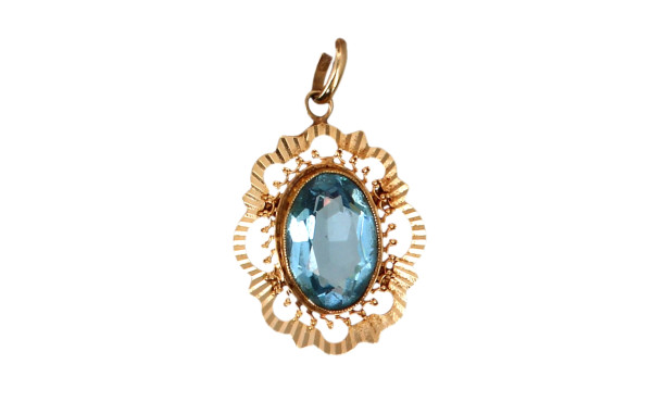 Pendentif ancien en plaqué or et verre f