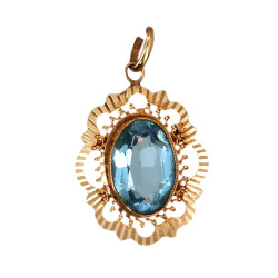 Pendentif ancien en plaqué or et verre f
