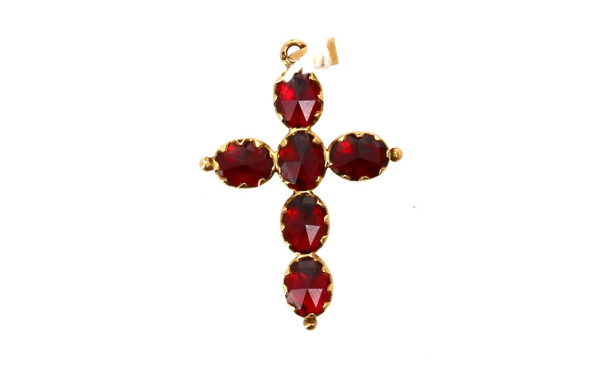 Pendentif croix en or jaune 18 cts, poin