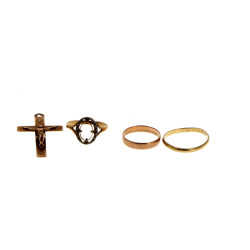 Lot de 2 alliances, une monture de bague