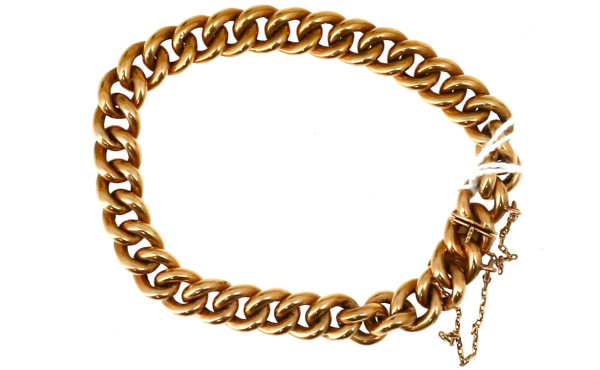 Bracelet gourmette en or jaune 18 cts, c