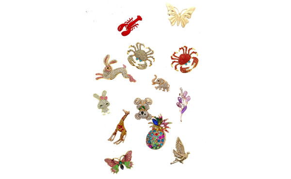 Lot de 13 broches fantaisie dont ananas,