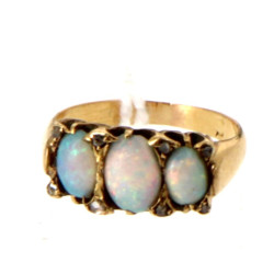 Bague ancienne en or jaune 18 cts, et 3 