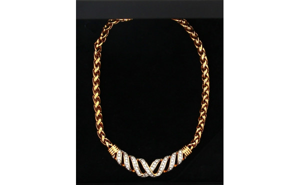 SWAROVSKI - Collier en métal doré et str
