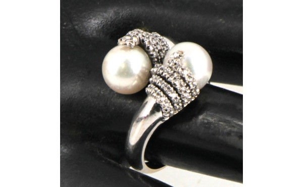 Bague style "toi et moi" en or gris 18 c