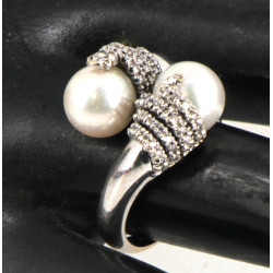 Bague style "toi et moi" en or gris 18 c