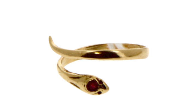Petite bague serpent ancienne en or jaun
