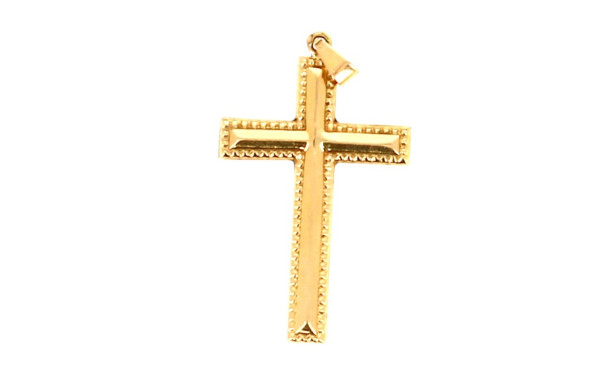Pendentif croix en or jaune 18 cts, poin