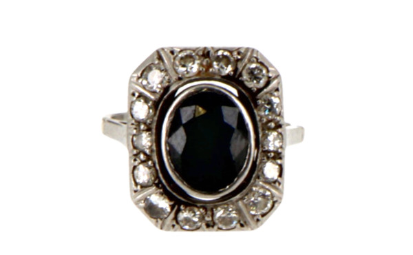 Bague ancienne en platine sertie d'une s