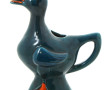 Pichet canard en faïence orange et bleu 
