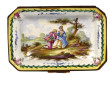 Coffret en faïence fine et métal doré à 