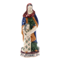 "Ste Anne", statuette en faïence polychr