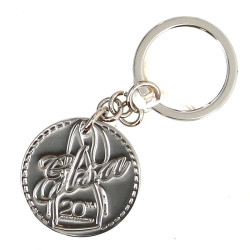 LANCEL - Porte-clé circulaire en métal, 