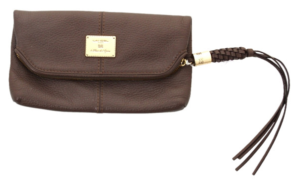 LANCEL - Pochette de dame en cuir taupe,