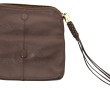 LANCEL - Pochette de dame en cuir taupe,