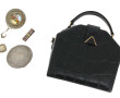 Sac à main vintage en cuir verni noir fa