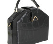 Sac à main vintage en cuir verni noir fa