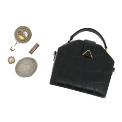 Sac à main vintage en cuir verni noir fa