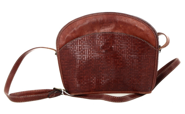 TEXIER - Sac à bandoulière en cuir brun,