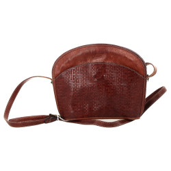 TEXIER - Sac à bandoulière en cuir brun,