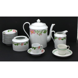 Service à café en porcelaine blanche déc