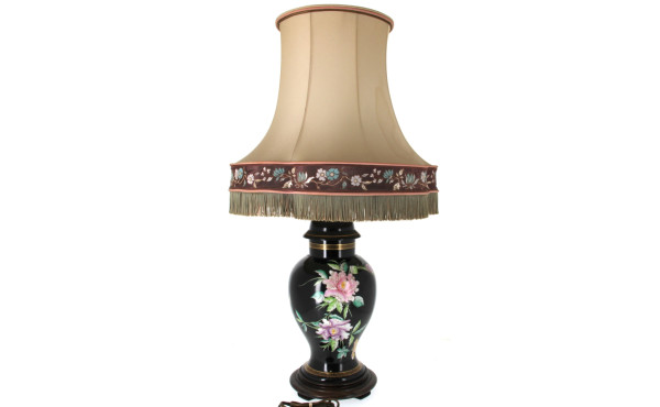 Potiche montée en lampe en porcelaine no