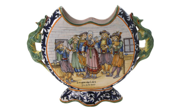 HENRIOT QUIMPER - Vase circulaire à pans