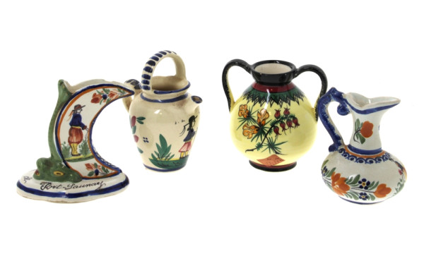 Lot de 4 petites pièces en QUIMPER : vas