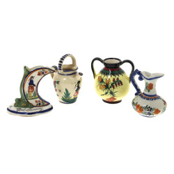 Lot de 4 petites pièces en QUIMPER : vas