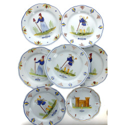 HB Henriot Quimper France - 6 assiettes 