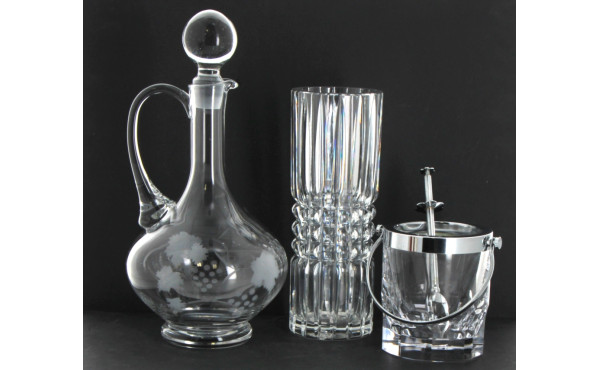 Vase rouleau en cristal, H 25,5 cm : on 