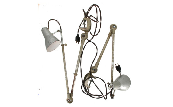 2 lampes vintages d'atelier articulées, 