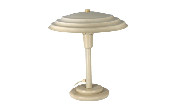 Lampe en métal laqué crème des années 80
