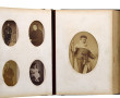 Album photos ancien relié cuir noir, con