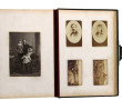 Album photos ancien relié cuir noir, con