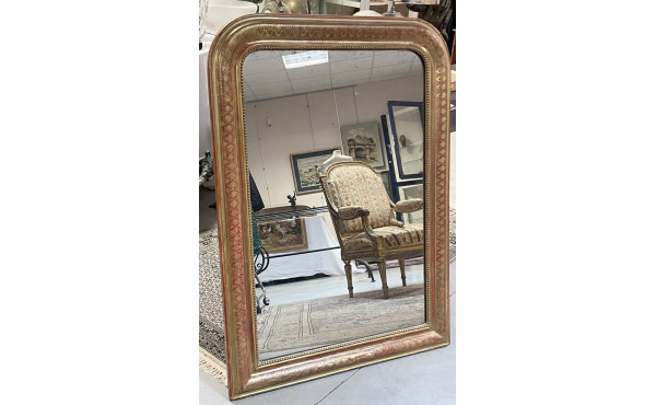Miroir XIXème en bois et stuc doré, H 11