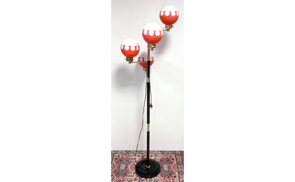 Lampadaire des années 50 à 4 bras, globe