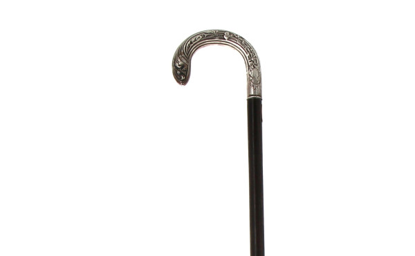Canne ancienne avec pommeau en argent, L
