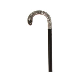 Canne ancienne avec pommeau en argent, L