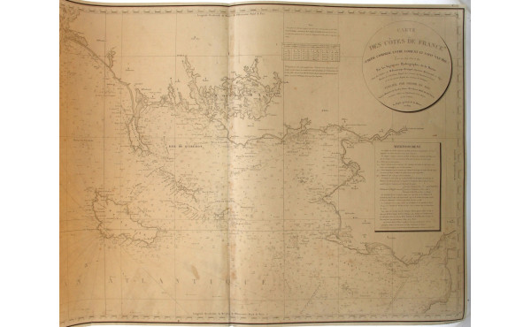 CARTE MARITIME XIXe: Carte des côtesde F