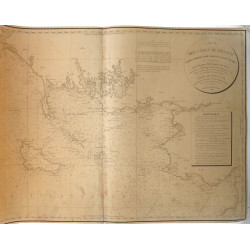 CARTE MARITIME XIXe: Carte des côtesde F