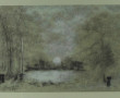 Ecole Fin XIXème "Paysage à la lune", pa