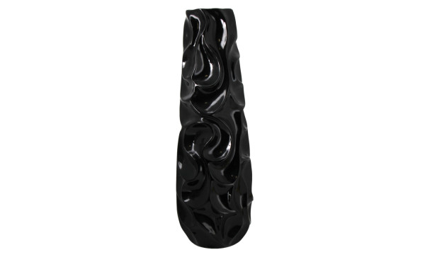 Haut vase moderne en résine noire, H 60 