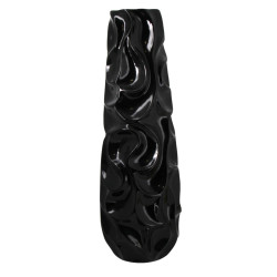 Haut vase moderne en résine noire, H 60 
