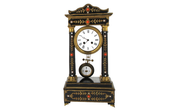Pendule à colonnes Napoléon III en bois 