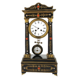 Pendule à colonnes Napoléon III en bois 